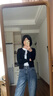 妃奧絨開衫薄款女春秋新款短款毛衫小個子外搭毛衣配裙子外套灰色針織衫 白色 M 曬單實拍圖