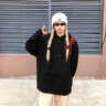 咚憬復古高街潮流連帽黑色美式衛衣女春秋冬oversize國潮寬松外套上衣 黑色 2XL 曬單實(shí)拍圖