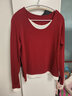 美洋（MEIYANG）黑松露面膜衫 萊賽爾真絲拉毛加絨撞色假兩件長(cháng)袖T恤時(shí)尚新款上衣 紅色 M 曬單實(shí)拍圖