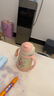 科巢兒童316不銹鋼保溫杯帶吸管寶寶鴨嘴嬰兒杯子學(xué)飲杯男女水杯水壺 歐泊粉萌兔 280ml 【升級海鷗閥】 曬單實(shí)拍圖