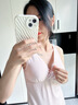 Mom Jane哺乳背心吊帶純棉孕婦裝春夏季薄款打底春秋款喂奶月子服免穿文胸 粉白條紋（95%棉-可拆罩杯） L(建議體重95-115斤) 曬單實(shí)拍圖
