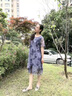 恰凡（QIAFAN）中年媽媽裝夏裝時(shí)尚氣質(zhì)連衣裙2024新款中老年女裝夏季大碼裙子女 灰藍(lán)色 L 曬單實(shí)拍圖