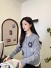 燦圖韓版潮流針織衫花朵毛衣服女秋冬季寬松慵懶小個(gè)子軟糯氣質(zhì)上衣 灰色 均碼 曬單實(shí)拍圖