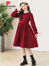 皮爾卡丹（pierre cardin）童裝 女童連衣裙早春洋氣兒童公主裙中大童小女孩新年裝禮服裙子 紅色 140 曬單實(shí)拍圖