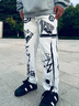 維動(dòng)（VEIDOORN）霓影衛褲長(cháng)褲男戶(hù)外籃球運動(dòng)寬松大碼直筒褲成人學(xué)生休閑潮 白花灰 XL （建議150-165斤） 曬單實(shí)拍圖
