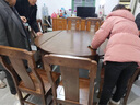 富江南金絲檀木餐桌組合新中式折疊伸縮實木餐桌升級加厚款吃飯桌子  一桌+六椅【全實木方圓兩用】  1.35m 曬單實拍圖