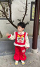 班喜迪漢服男童套裝秋冬款兒童過(guò)年唐裝寶寶周歲喜慶衣服女童國風(fēng)拜年服 紅色 100 曬單實(shí)拍圖