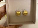 六福珠寶足金絲綢金紐扣黃金耳釘耳飾送禮 計價 GJGTBE0016 3.83克(含工費740元) 配硅膠耳堵 曬單實拍圖