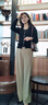 FIRSTSTATION【商場(chǎng)同款】大雅家優(yōu)雅V領(lǐng)修身長(zhǎng)袖針織開衫女24春夏新款9101A 黑色 160/84A/M 曬單實(shí)拍圖
