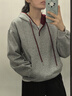 初語(yǔ)Miu系刺繡撞色拼接連帽衛衣女2025秋季新款柔軟空氣棉感上衣情侶 花灰色SM預售10-18 M 曬單實(shí)拍圖