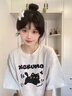 風(fēng)采兔 100%純棉韓版甜美印花短袖減齡T恤女夏新款寬松百搭圓領(lǐng)休閑上衣 白灰色 M 曬單實(shí)拍圖