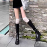 百麗踏增高8cm歐美風(fēng)感長(cháng)靴女2025春款辣妹瘦瘦靴小個(gè)子厚底騎士靴 黑色【升級款】 37 曬單實(shí)拍圖