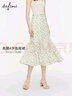 伊芙麗（eifini）朱珠代言魚(yú)尾別致碎花半身裙夏裝新款設計感氣質(zhì)雪紡茶歇裙子 淺綠 XL 170/72A 曬單實(shí)拍圖