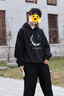 啄木鳥連帽衛(wèi)衣男士秋冬季款潮流外套寬松打底衫青少年加絨加厚連帽上衣 黑色 XL 曬單實拍圖