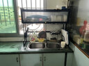 坤奉廚房多功能置物架洗碗槽瀝水架家用碗柜收納架刀架筷子籠砧板架子 【黑色】防塵瀝水65CM-主架+6鉤 曬單實(shí)拍圖