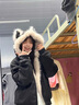 鹿王戀雪貓耳朵加絨連帽羽絨棉服女冬季2025年新款保暖加厚座山雕棉襖外套 黑色  S 曬單實(shí)拍圖