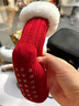 G.DUCKKIDS冬季加厚毛線(xiàn)襪羊羔絨保暖兒童鞋襪套加絨嬰兒襪子防滑寶寶地板襪 正紅 加厚羊羔絨 M:6-12個(gè)月 曬單實(shí)拍圖
