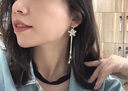Grace Girl流蘇花朵耳環(huán)女士長(zhǎng)款氣質(zhì)耳墜時(shí)尚耳飾生日七夕情人節(jié)禮物送女友 花朵金色耳環(huán)-本地倉(cāng) 曬單實(shí)拍圖