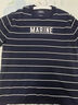 馬登工裝 美式復古撞色條紋短袖T恤字母印花半袖?；晟荔w恤男夏季 海軍藍 【尺碼偏大/建議拍小一碼】 M 曬單實(shí)拍圖