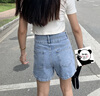 禾戀淑牛仔短褲女夏季外穿新款休閑寬松高腰a字超短褲闊腿辣妹性感熱褲 雙扣牛仔短褲高腰【淺藍色 L】 曬單實拍圖