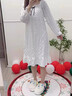 JIOESC睡衣秋冬季睡裙帶胸墊女士簡(jiǎn)約公主風(fēng)2026新款長(cháng)袖可外穿家居服QC 純色蝴蝶結 白色 帶胸墊 XL 【120-140斤】 曬單實(shí)拍圖