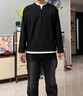 MR.25美式重磅肌理華夫格假兩件V領(lǐng)男士長(cháng)袖T恤男春季寬松硬漢打底衫男 黑色 XL 【適合145-160斤】 曬單實(shí)拍圖