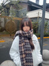 創(chuàng  )京懿選日系復古深咖色圍巾女冬季學(xué)生保暖百搭氣質(zhì)格子韓版圍脖男 封邊暗橘咖格 曬單實(shí)拍圖