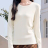 森馬（Semir）長(cháng)袖T恤女吸濕發(fā)熱抗菌緊身內搭2024冬季圓領(lǐng)抓絨套頭衫 奶白10534 S 曬單實(shí)拍圖