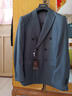 吉約蒙澳洲羊毛西裝男套裝雙排扣灰色條紋抗皺秋冬新郎結婚西服外套男 0612灰色雙排【上衣+褲子】 52 曬單實(shí)拍圖
