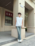 Foss Phil牛仔褲子男士春夏季闊腿休閑男潮牌直筒寬松褲FPN5黃泥XL 曬單實(shí)拍圖