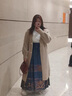妃奧絨秋冬新款加厚v領(lǐng)過膝長款毛衣外套寬松慵懶針織開衫高級感大衣 燕麥色【長款105公分】 M 建議95-110斤 曬單實拍圖