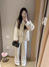 麒貝孕婦闊腿褲2025秋冬季新款外穿加絨時(shí)尚寬松大碼不勒肚子羊毛褲厚 【秋冬】羊毛-經(jīng)典托腹-杏色 適合10℃-22℃ L 【120-135斤】 曬單實(shí)拍圖