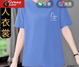 北極絨（Bejirog）2023新款大碼女裝短袖t恤女中年媽媽裝寬松體恤衫200斤遮肚子 8002藍(lán)色 3XL 曬單實拍圖