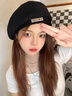 KINGXIAOJING顏值貝雷帽女秋冬英倫復古時(shí)尚大頭圍百搭顯臉小法式白色畫(huà)家帽 白色 均碼 可調節 曬單實(shí)拍圖