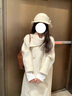 米詩德澳洲羊毛大衣女毛呢外套女2024新款冬季金扣細帶系腰帶的毛呢大衣 米白色長·款[全店 M 曬單實拍圖