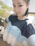 五個(gè)橘子短袖T恤女 2022夏季新款女裝洋氣顯白網(wǎng)紗鏤空冰絲針織T恤女淑女氣質(zhì)霧藍半袖女士性感上衣夏 圖片色 L(105-115斤) 曬單實(shí)拍圖