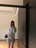 若盼韓系復古灰色開(kāi)衫波點(diǎn)小熊連帽長(cháng)袖衛衣女春秋百搭休閑原宿風(fēng)外套 灰色 M 95-110斤 曬單實(shí)拍圖