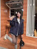 棉致羽絨棉服女冬季韓版a字型面包服常規羽絨棉衣百搭大毛領(lǐng)派克工裝 藏藍色 S 曬單實(shí)拍圖