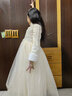 apfelbaum高級感兒童晚禮服裙冬款加厚花童女童生日宴公主裙主持人鋼琴比賽 香檳色長(cháng)款加絨 150 曬單實(shí)拍圖