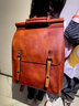 慢時(shí)光（mantime）復古風(fēng)頭層植鞣牛皮背包男女款休閑真皮雙肩包學(xué)生書(shū)包青年旅行包 淺棕色 曬單實(shí)拍圖