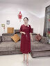 富夕十月結(jié)婚媽媽禮服春秋紅色連衣裙套裝高貴2025新款喜婆婆婚宴旗袍 紅色 3XL 建議115-130斤 曬單實拍圖