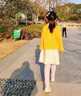 G.duck小黃鴨針織女童套裝春秋洋氣韓版洋氣兒童套裝女毛衣連衣裙森系 黃色套裝 兩件套 120 建議身高110CM-120cm左右 曬單實(shí)拍圖