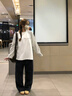 韓系漂亮條紋插肩長(cháng)袖t恤女2025新款早秋季單穿寬松百搭chic上衣 白色 L 曬單實(shí)拍圖