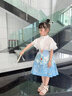 A 21 FUNB女童馬面裙兒童漢服夏春季套裝新款兒童中國(guó)古風(fēng)漢服半身裙小女孩 對(duì)扣上衣+天藍(lán)色馬面裙 140 適合130-140cm年齡9-10歲 曬單實(shí)拍圖