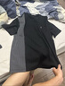 與狼共舞【重磅面料】夏季豎紋純棉休閑風透氣男士短袖T恤 001黑色 175  曬單實拍圖