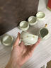 唐豐汝窯茶具套裝帶茶盤(pán)禮盒裝家用高檔泡茶器全套生日喬遷禮品送長(cháng)輩 鋦釘羅漢素語(yǔ)蓋碗9頭(棕皮盒) 曬單實(shí)拍圖