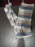 小茉莉秋冬舞蹈護腿襪套女過(guò)膝保暖防寒護膝芭蕾舞練功服女 藍咖條 曬單實(shí)拍圖
