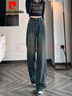 皮爾卡丹水泥灰加絨加厚闊腿牛仔褲女2025秋冬新款高腰寬松顯瘦直筒長(cháng)褲子 水泥灰【加厚款】 加絨 XL 建議118-135 曬單實(shí)拍圖
