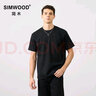 SIMWOOD/簡木【標(biāo)準(zhǔn)寬松 】310g基礎(chǔ)純色重磅打底圓領(lǐng)短袖t恤SN120088 黑色（右下同色印花） XL （建議146-160斤） 曬單實拍圖