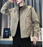 皮爾卡丹（pierre cardin）春秋季休閑夾克男痞帥百搭工裝短款外套2025新款男士立領(lǐng)秋裝上衣 卡其色 XL 建議135-145斤 曬單實(shí)拍圖